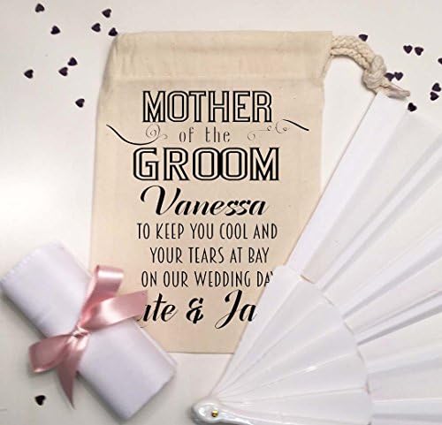 Personalised Pre Filled Mother of The Groom Gift Bag with Hand Fan to Keep Cool and a Handkerchief for The tears