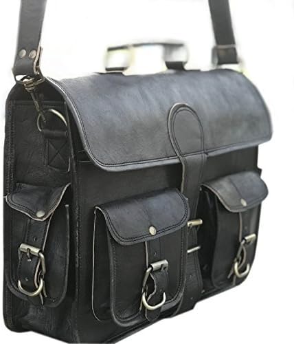 Black leather messenger bags for men women mens briefcase laptop bag best computer shoulder satchel school distressed bag