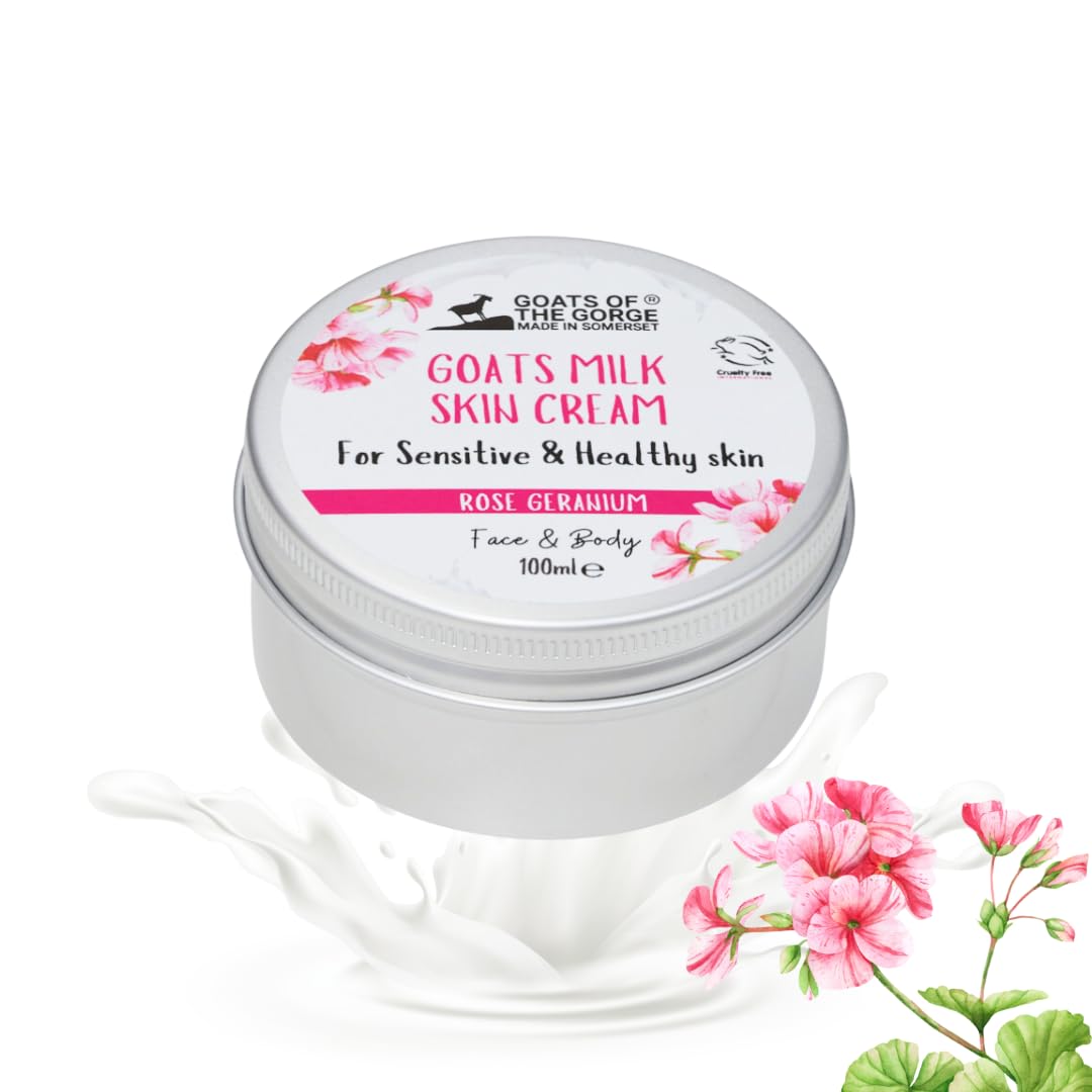 Goats of the Gorge made in somerset Goats Milk Skin Cream 50ml (Geranium Essential Oil) Cruelty Free, Natural Derived Ingredients