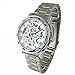 YouYouPifa Men's Alloy Strap Wind Round Mechanical Watches (Silver Strap/White Dial)