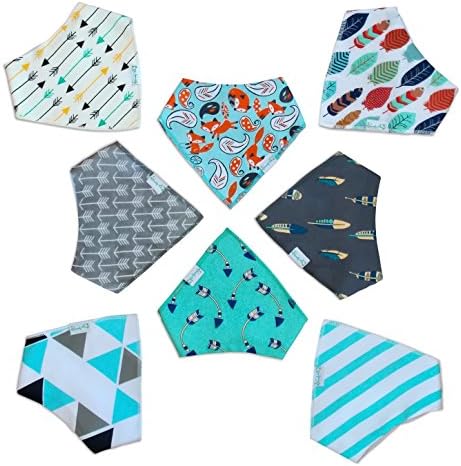 Baby Bandana Drool Bibs | Unisex 8-Pack Gift Set for Drooling and Teething | 100% Organic Cotton Top | Soft and Absorbent | Hypoallergenic for Boys and Girls by Kennedy and Khi