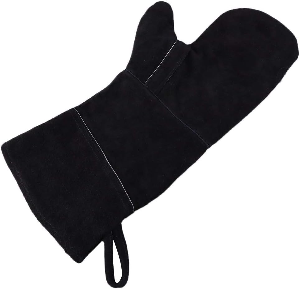 Yardwe 1PCS Extreme Heat Fire Resistant Gloves Leather for Fireplace