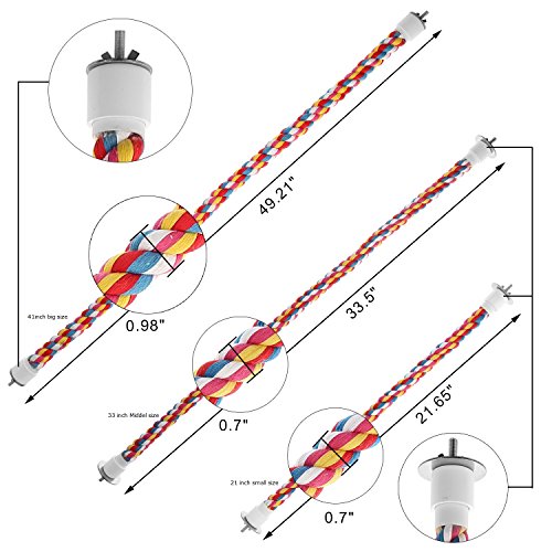 Jusney Bird Rope Perches,Parrot Toys 21 inches Rope Bungee Bird Toy (21 inches)