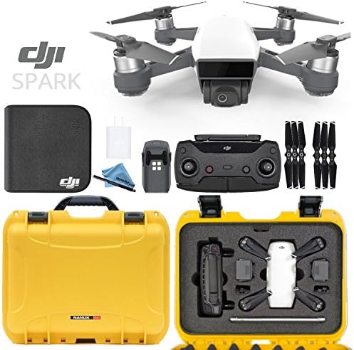 DJI Spark + Custom Nanuk Waterproof Travel Case - Alpine White - Yellow Case