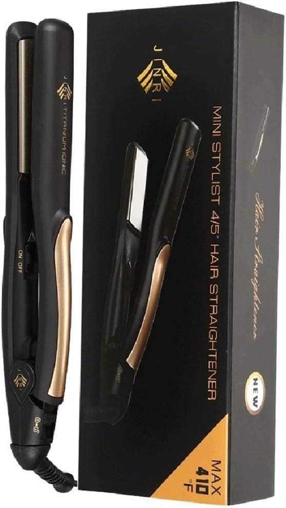 JINRI 0.8" Titanium Hair Straightener, Small Lightweight & Portable Flat Iron for Short Hair, Dual Voltage Straightening Iron, Travel Size, Black (Medium)