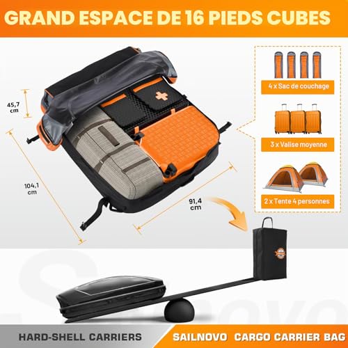 435L 1000D Nylon, 8 Reinforced Straps, Non-Slip Mat, for Travel and Luggage Transport