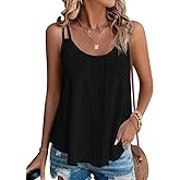 koiqzlv Summer Tank Tops Embroidery for Women Sleeveless Loose Fit Scoop Neck Casual Blouse Sexy Cute Cami for Womens Trendy