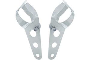 Amavoler 35-43mm Fork Headlight Mounting Bracket, Universal Motorcycle Headlight Bracket Fork Tube Clamp Kit (Chrome)