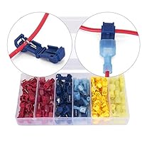 Ginsco 120 Pcs/60 Pairs Quick Splice Wire Terminals T-Tap Self-stripping with Nylon Fully Insulated Male Quick Disconnects Kit