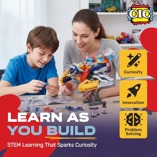 Mega Cyborg 5 Water Blaster STEM Toy | Hydraulic Cyborg Hand with 5 Modes | Battery-Free STEM Engineering Toys for Kids and Teens | Gifts for Kids Age 10 and Up | Bilingual Manual | 181 Pieces