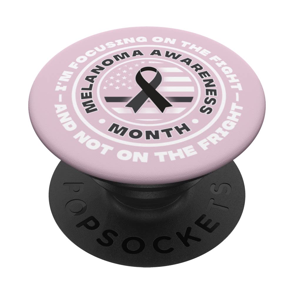 American flag with black ribbon for Melanoma awareness month PopSockets Swappable PopGrip