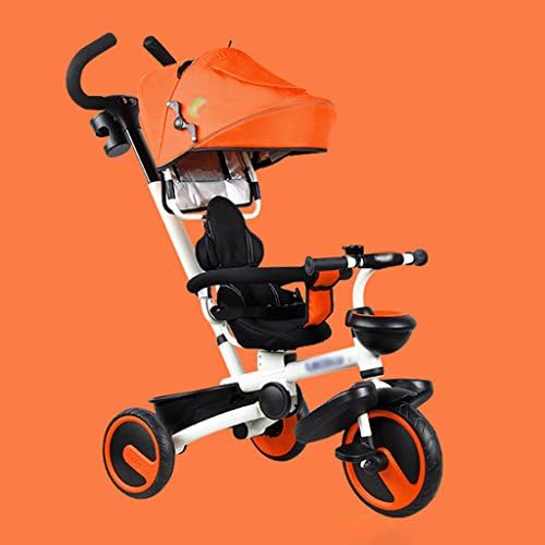 Smart Designchild Folding Children's Tricycle 1-3 Years Old Baby Bike Children Bicycle Kids Stroller Trolley (Color : Orange)