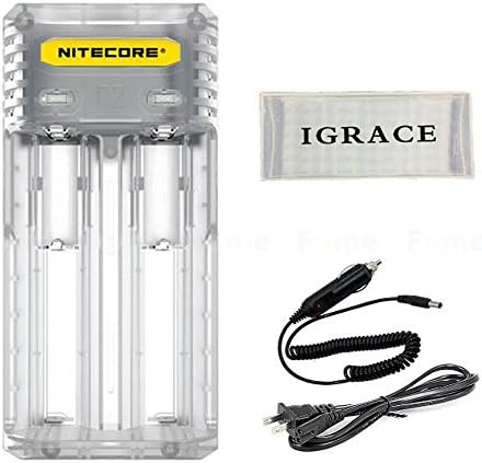 Smart Battery Charger, iGrace Nitecore Q2 2A Quick Charger Active Current Distribution Technology for Li-ion Rechargeable Batteries like 18650 18350 16340 and More Support Car Charger