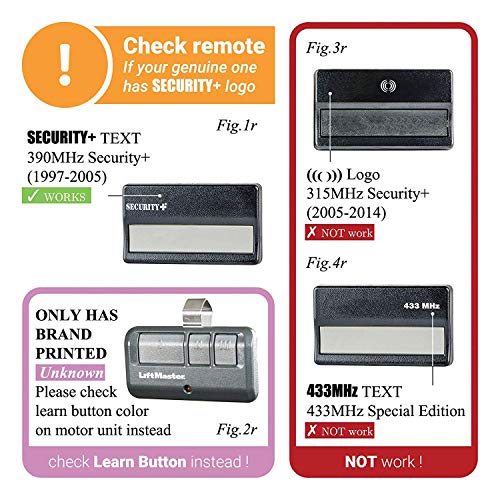 Garage Door Openers Replacement Remote 2 Pack for LiftMaster 970LM 971LM 972LM 973LM - Chamberlain 953CB - Craftsman 139.53681 Remote - Compatible with Red/Orange Learn Button 390MHz