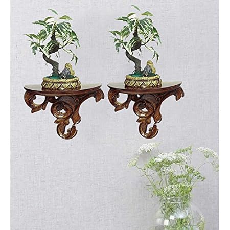 Onlineshoppee Wood And Iron Wall Bracket/Rack Size (Lxbxh-9X4.5X7) Inch Pack Of 2