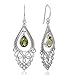 925 Sterling Silver Bali Filigree Chandelier Design w/ Green Peridot Dangle Earrings