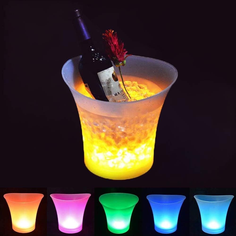 SMETA 5L Colorful LED Ice Bucket Portable LED Color Changing Ice Bucket for Party/Home/Bar/KTV Clubs, Pack of 5 pcs