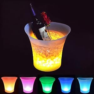 SMETA 5L Colorful LED Ice Bucket Portable LED Color Changing Ice Bucket for Party/Home/Bar/KTV Clubs, Pack of 5 pcs