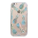 iPhone 7 , Colorful Rubber Flexible Silicone Case Bumper for Apple Clear Cover - Blue Pineapple