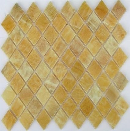 Honey Onyx Diamond Mosaics Polished Meshed On 12x12 Tiles For