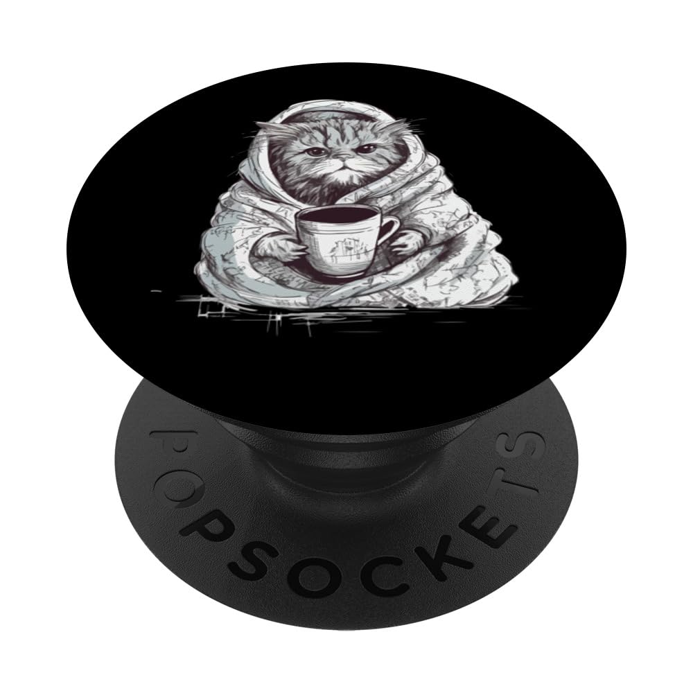 Funny Grumpy Coffee Cat Kitty Owner Gift for Girls Men Women PopSockets Swappable PopGrip