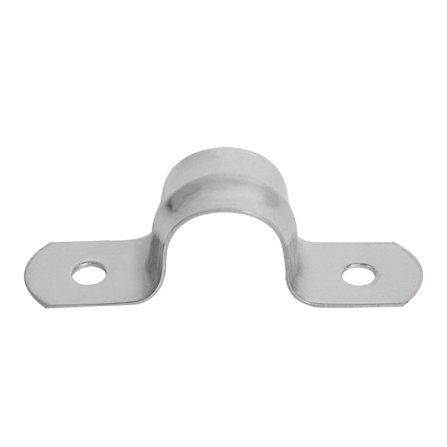 Aopin 12mm Rigid Pipe Strap Clamp 2 Holes Strap U Bracket Tube Strap Tension Clips 201 Stainless Steel, for Pipe Fixing, Silver, 20Pcs