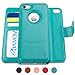 AMOVO Case for iPhone SE [2 in 1], iPhone SE Wallet Case [Detachable Wallet Folio] [Premium Vegan Leather] iPhone SE 5 5S Leather Case with Wrist Strap (Aqua)