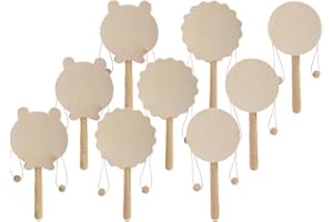 BTSEURY Wooden Baby Rattle, Unfinished Natural Wood Handmade Painting Toy for Kids, with Smooth Edges and Round Corners, Safe