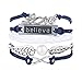 Nurbo Handmade Love Owl wings Multilayer Knit Leather Rope Chain Bracelet