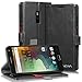 OnePlus 2 Leather Wallet Case - VENA [vFolio] Slim Vintage Genuine Leather Wallet Stand Case with Card Slots for OnePlus Two (Black)