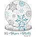 Winter Snowflake & Holiday Party Supplies for 50 - Large Plates, Napkins, Plastic Cups, Straws, 3 Table Covers, �Happy Holidays� Flag Banner, Great Decorative Tableware Set for Christmas and Snow theme events