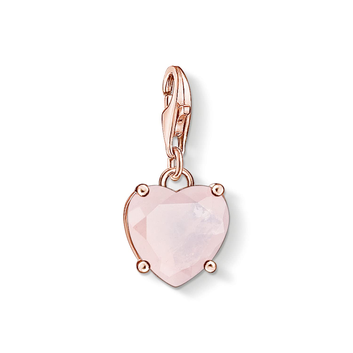 Thomas Sabo Women Charm Pendant Heart with hot Pink Stone 925 Sterling Silver; 18K Rose Gold Plating 1565-536-9