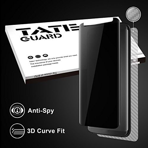 [Privacy Protection][Case Friendly] Tateguard Samsung Galaxy S8 Screen protector, Premium Anti Spy Tempered Glass Screen Protector [Easy Install] [Bubble Free] with A Carbon Fiber Back Film