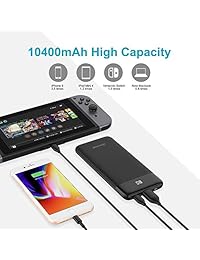 USB C Power Bank 10400mAh Cargador Portátil Ultra Slim 10000 Cargador de Teléfono con Puerto Tipo C Envío de Energía y Carga Rápida 3.0 Batería Pack para Nintendo Switch, Galaxy S8,  Pixel 2, iPhone, iPad