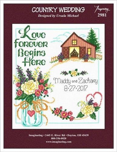 Imaginating Country Wedding (Model 2981) Cross Stitch Kit and Free Embellishment