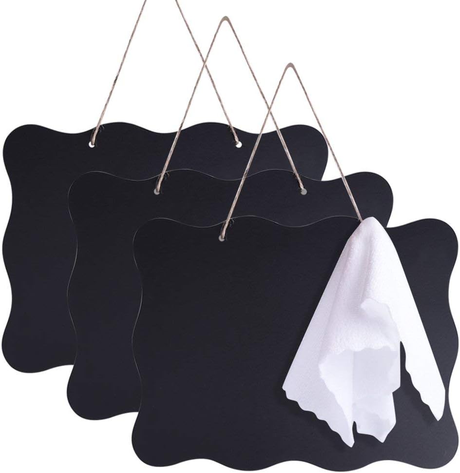 AUSTOR 3 Pack Chalkboard Sign 8x10 inch Double Sided Erasable Message Board with Hanging String and Cleaning Cloth for Wedding, Kitchen and Crafts : Office Products