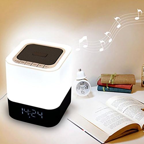 GoldMice 4 in 1 Portable Wireless Bluetooth 4.0 Speaker with Dimmable Touch Sensor LED Lamp light, Alarm Clock, MP3 Player with Micro TF/SD Card, AUX, USB input
