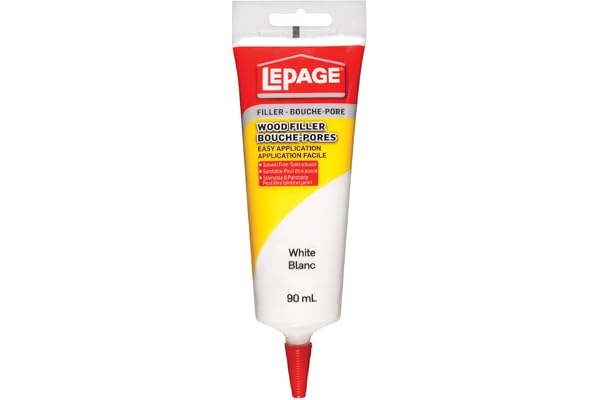 Lepage Wood Filler - Tinted Wood Putty for Repairs, Holes, & Cracks, Paintable & Stainable - White Color, 90 mL, 1 Pack