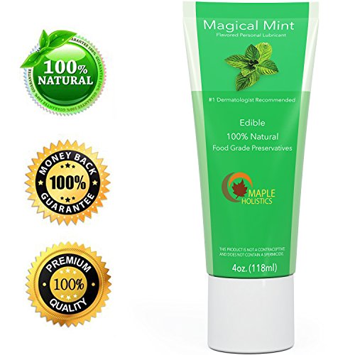 Natural Personal Lubricant Water Based Lube for Sensitive Skin Mint Flavored Lubricant for Women and Men with Aloe & Carrageenan Silicone Free Long Lasting Personal Moisturizer for a Smooth Glide