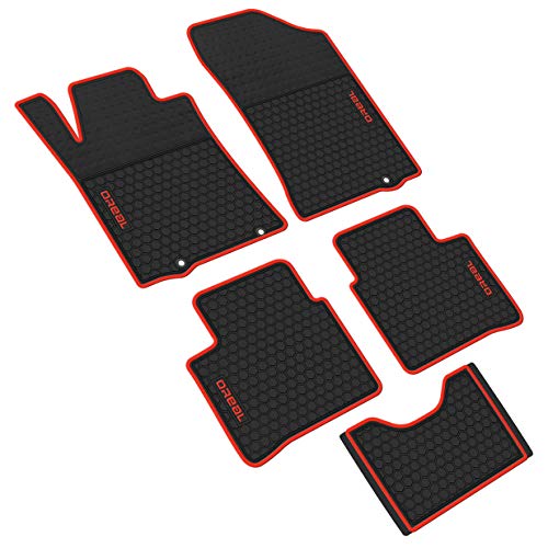 iallauto All Weather Floor Liners Custom Fit for Nissan Altima 2013 2014 2015 2016 2017 2018 Heavy Duty Rubber Car Mats Front and Rear Seat Vehicle Carpet-Black Red Odorless