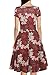 oxiuly Women's Criss-Cross Necklines V-Neck Cap Sleeve Floral Casual Work Stretch Swing Summer Dress OX233 (M, Burgundy F)