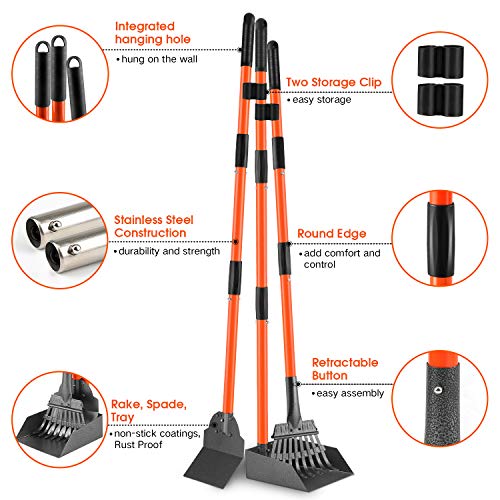 INTECAL Dog Pooper Scooper, Detachable Long Handle Poop Scooper with