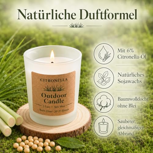 Yinuo Mirror Citronella Scented Candles, 12 x 70 g Citronella Candle Outdoor, Natural Soy Wax and Oils, Summer Fragrance Citronella Candle for Outdoor Use / Garden / Camping / Picnic