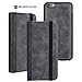 Majesticase iPhone 6 Plus, iPhone 6s Plus Premium PU Leather Wallet Case + Detachable Removable Magnetic TPU Shell Cover & Elastic Band [Book Style] Protective Card Holder [v2] - Charcoal Black