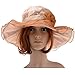 Vbiger Women Floral Pattern Chiffon Layer Kentucky Derby Wide Brim Hat (Brown)