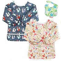 OHBABYKA Toddler Baby Waterproof Sleeved Bib, 6-24 Months (Foxs)