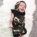 Emmababy Western Baby Boy Clothes Summer Short Sleeve Striped Shirt Letter Print Crewneck Tops Solid Elastic Waist Shorts Set(Camo,0-6 Months)
