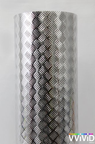 Industrial Utility Diamond Plate Metallic Chrome Finish Vinyl Wrap 17.8