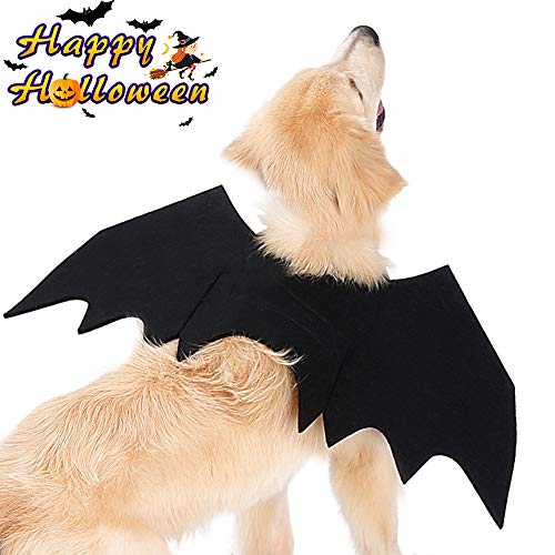 Halloween Bat Wings Pet Dog and Cat Cosplay Props, Morbuy Creative Funny Hat Fancy Dress Costume Party Hair Accessories for Small Middle Large Dogs (L,Black bat)