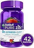Vicks Zzzquil Pure Zzzs De-Stress & Sleep Melatonin Gummies with Ashwagandha, Chamomile, Lavender, 42 Count